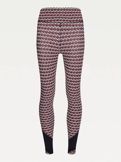 Tommy Hilfiger Sport Monogram Print Full Length Leggings Dames Rood | TH317HMO