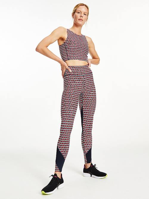 Tommy Hilfiger Sport Monogram Print Full Length Leggings Dames Rood | TH317HMO