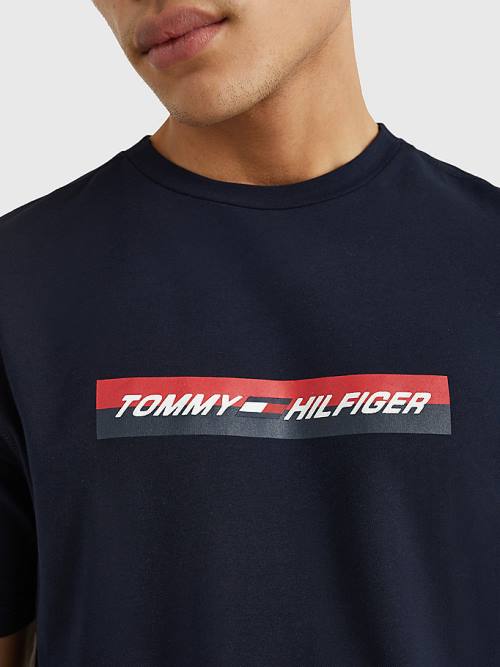 Tommy Hilfiger Sport Organic Jersey T-shirts Heren Blauw | TH903MNE