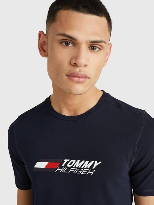 Tommy Hilfiger Sport Organic Katoenen Logo T-shirts Heren Blauw | TH458OFZ