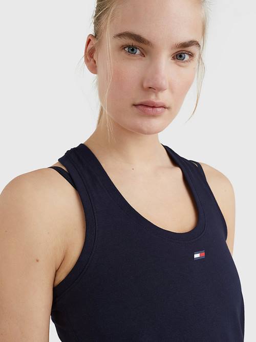 Tommy Hilfiger Sport Organic Katoenen Tank Top T-shirts Dames Blauw | TH586ICO