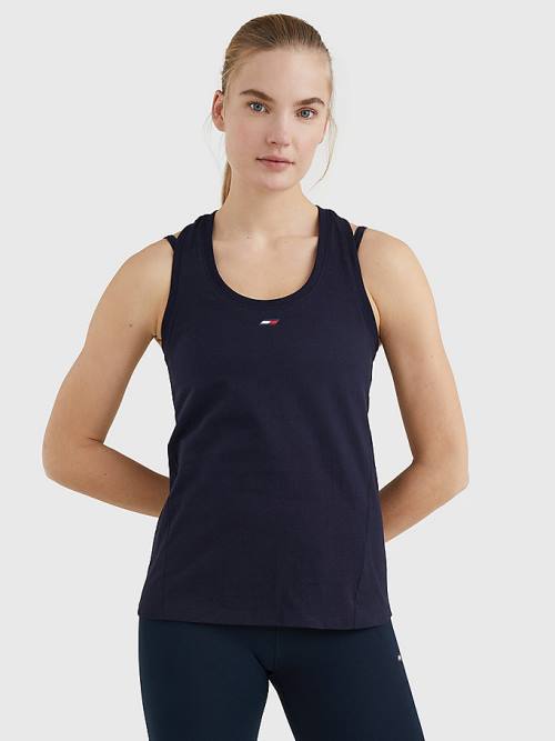 Tommy Hilfiger Sport Organic Katoenen Tank Top T-shirts Dames Blauw | TH586ICO