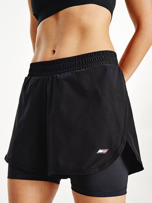 Tommy Hilfiger Sport Performance 2-in-1 Korte Broek Dames Zwart | TH472XFJ