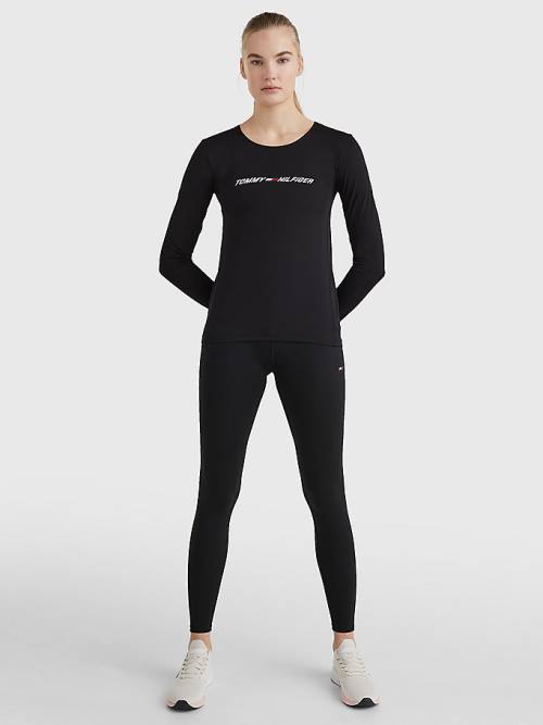 Tommy Hilfiger Sport Performance Graphic Long Sleeve T-shirts Dames Zwart | TH041QMI