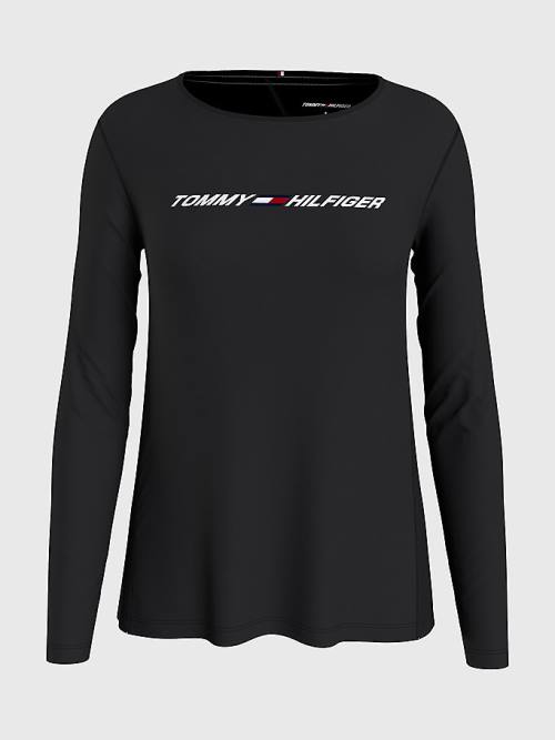 Tommy Hilfiger Sport Performance Graphic Long Sleeve T-shirts Dames Zwart | TH041QMI