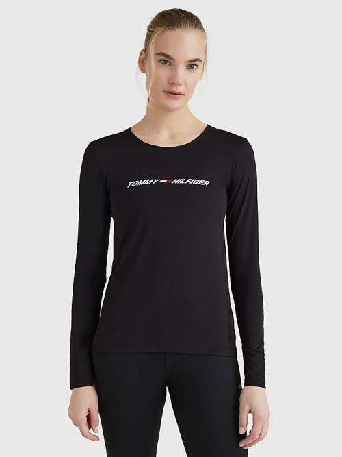 Tommy Hilfiger Sport Performance Graphic Long Sleeve T-shirts Dames Zwart | TH041QMI