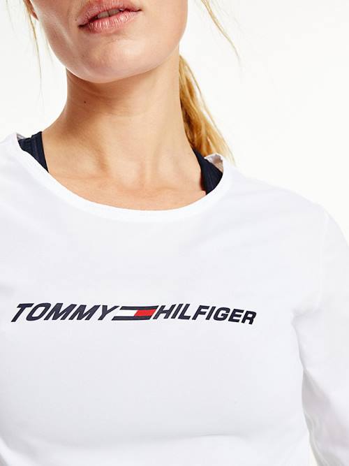 Tommy Hilfiger Sport Performance Graphic Long Sleeve T-shirts Dames Wit | TH756IRY