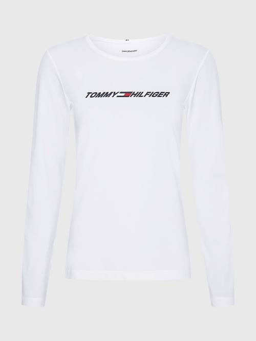 Tommy Hilfiger Sport Performance Graphic Long Sleeve T-shirts Dames Wit | TH756IRY