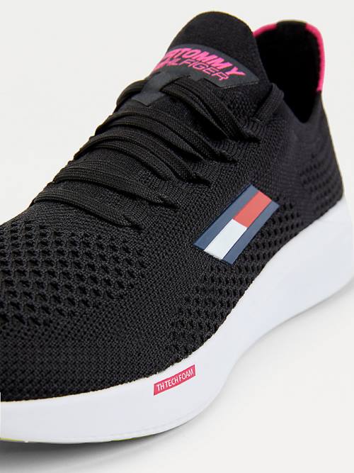 Tommy Hilfiger Sport Performance Knitted Elite Sneakers Dames Zwart | TH381TLB