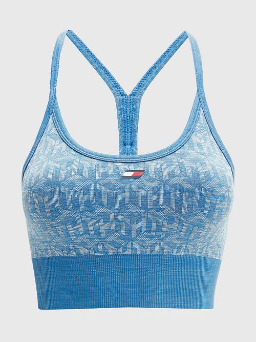 Tommy Hilfiger Sport Performance Low Support Monogram Bra Ondergoed Dames Blauw | TH298QDX