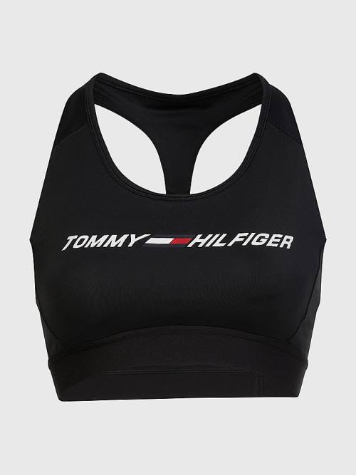 Tommy Hilfiger Sport Performance Medium Support Graphic Bra Ondergoed Dames Zwart | TH543HNO