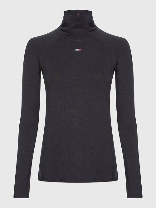 Tommy Hilfiger Sport Performance Merino Long Sleeve T-shirts Dames Zwart | TH176UWJ