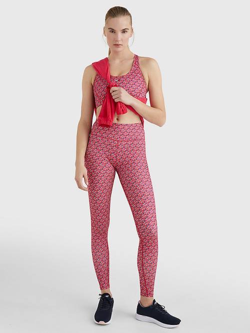 Tommy Hilfiger Sport Print Full Length Leggings Dames Rood | TH875NAG