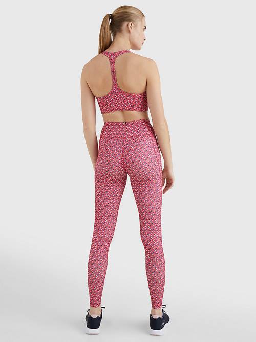 Tommy Hilfiger Sport Print Full Length Leggings Dames Rood | TH875NAG