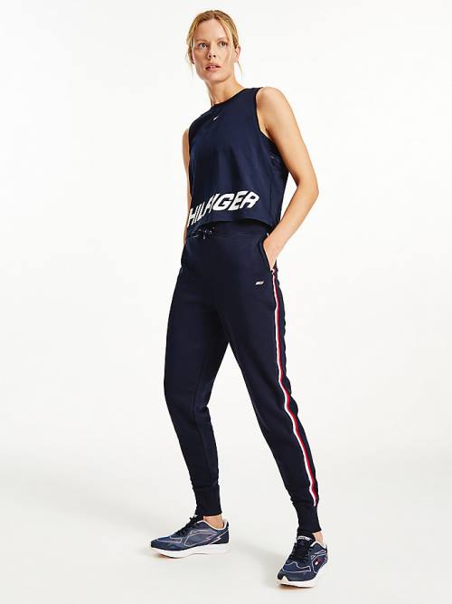 Tommy Hilfiger Sport Signature Tape Regular Fit Joggers Broek Dames Blauw | TH503WOL