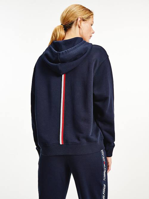 Tommy Hilfiger Sport Signature Tape Relaxed Fit Hoodie Dames Blauw | TH801BSL