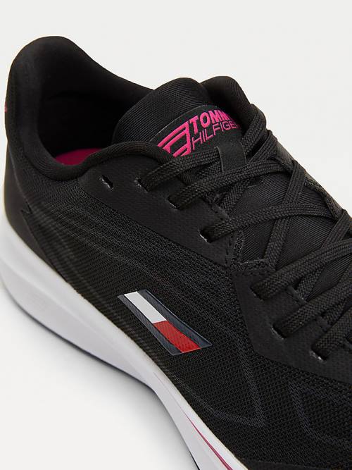 Tommy Hilfiger Sport Sleek Mixed Texture Sneakers Dames Zwart | TH961YEP