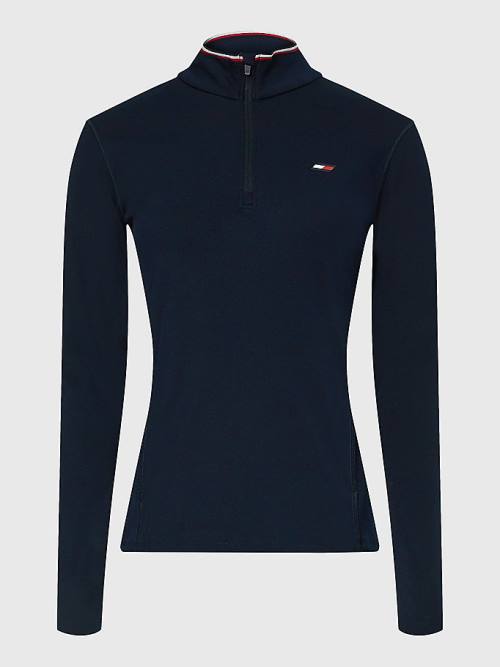 Tommy Hilfiger Sport Slim Fit Half-Zip Top T-shirts Dames Blauw | TH768SYG