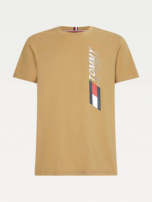 Tommy Hilfiger Sport Stretch Organic Katoenen Jersey T-shirts Heren Bruin | TH859OJQ