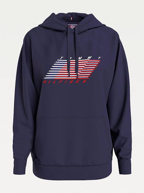 Tommy Hilfiger Sport TH Cool Relaxed Flag Hoodie Dames Blauw | TH843APB