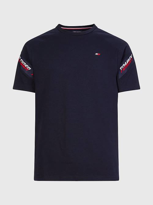 Tommy Hilfiger Sport TH Cool Tape T-shirts Heren Blauw | TH352FDP