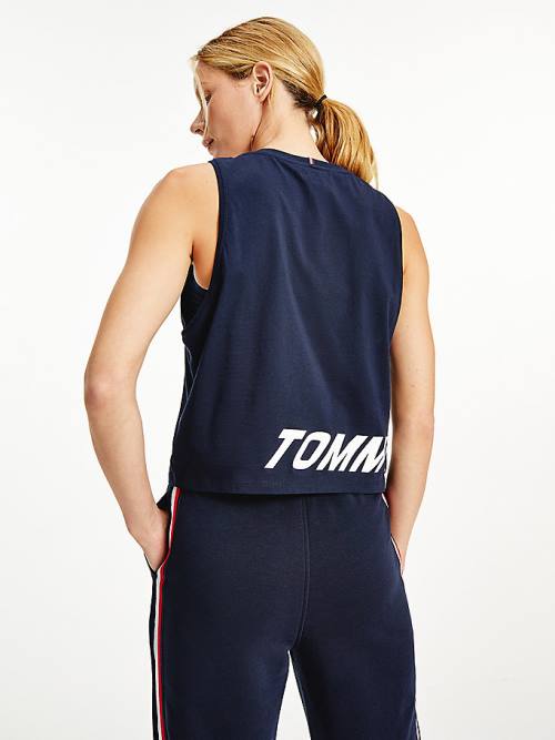 Tommy Hilfiger Sport Wrapped Print Relaxed Tank Top T-shirts Dames Blauw | TH816CFU