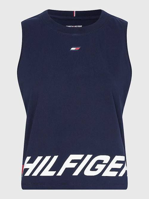 Tommy Hilfiger Sport Wrapped Print Relaxed Tank Top T-shirts Dames Blauw | TH816CFU