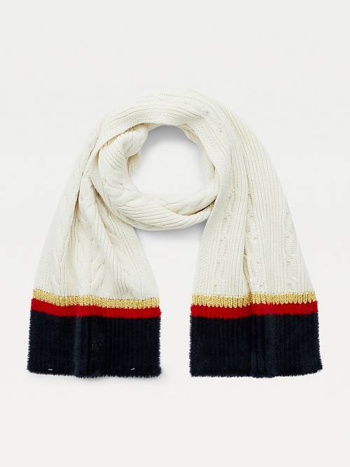 Tommy Hilfiger Statement Cable Knit Stripe Sjaals Dames Blauw | TH517PWE