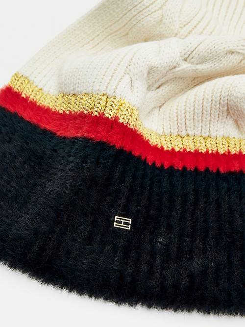 Tommy Hilfiger Statement Cable Knit Stripe Sjaals Dames Blauw | TH517PWE