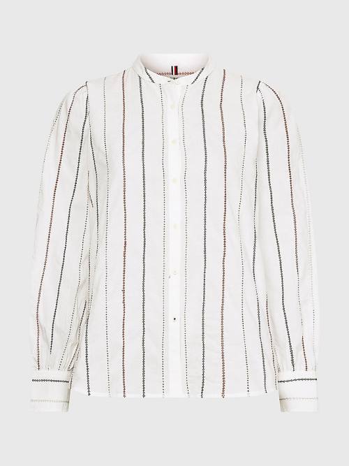 Tommy Hilfiger Stitched Stripe Relaxed Fit Blouse Dames Wit | TH328PKV