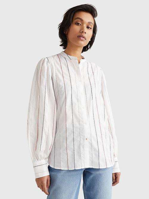 Tommy Hilfiger Stitched Stripe Relaxed Fit Blouse Dames Wit | TH328PKV