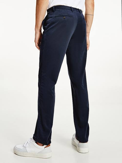 Tommy Hilfiger Stretch Katoenen Chinos Broek Heren Blauw | TH652QNY