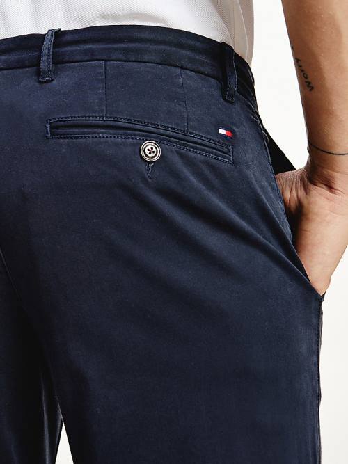 Tommy Hilfiger Stretch Katoenen Chinos Broek Heren Blauw | TH652QNY