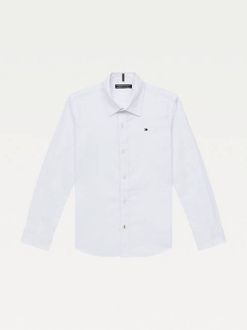 Tommy Hilfiger Stretch Katoenen Poplin Overhemd Jongens Wit | TH264YKQ