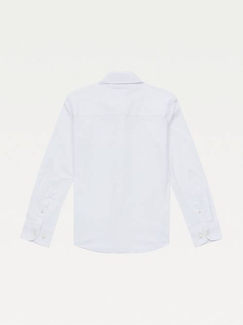 Tommy Hilfiger Stretch Katoenen Poplin Shirt T-shirts Meisjes Wit | TH478MGI