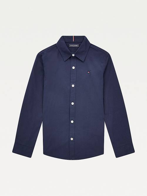 Tommy Hilfiger Stretch Katoenen Poplin Shirt T-shirts Meisjes Blauw | TH580NVT