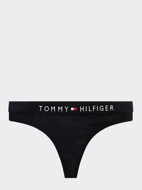 Tommy Hilfiger Stretch Katoenen String Ondergoed Dames Zwart | TH129TWJ