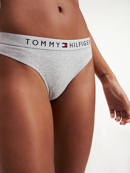 Tommy Hilfiger Stretch Katoenen String Ondergoed Dames Grijs | TH412DRK