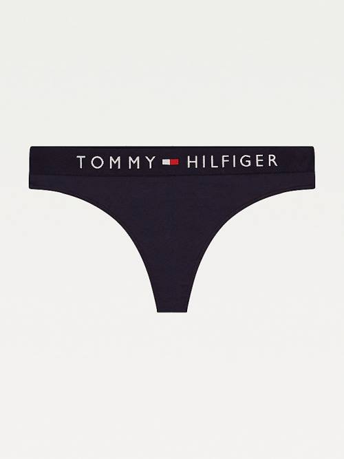 Tommy Hilfiger Stretch Katoenen String Ondergoed Dames Blauw | TH876VTK