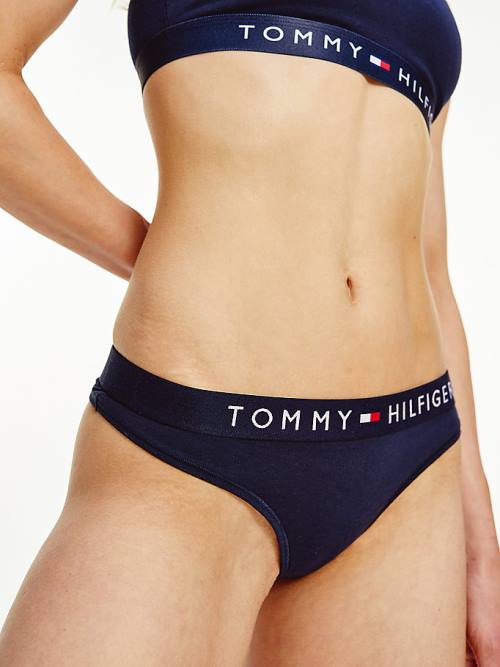 Tommy Hilfiger Stretch Katoenen String Ondergoed Dames Blauw | TH876VTK