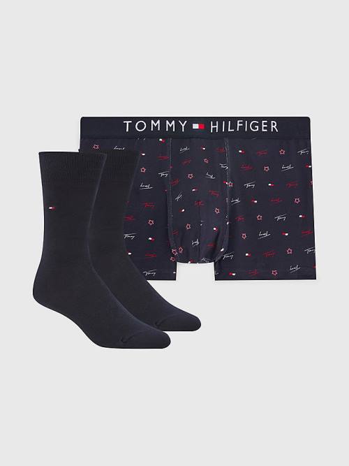 Tommy Hilfiger Stretch Katoenen Trunks And Socks Set Ondergoed Heren Bruin | TH569XTW