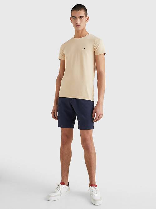 Tommy Hilfiger Stretch Organic Katoenen Slim Fit T-shirts Heren Beige | TH087LKW