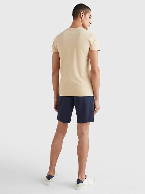 Tommy Hilfiger Stretch Organic Katoenen Slim Fit T-shirts Heren Beige | TH087LKW