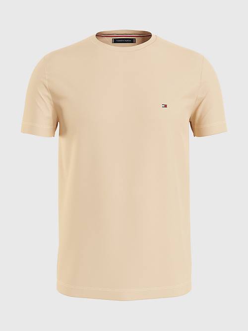 Tommy Hilfiger Stretch Organic Katoenen Slim Fit T-shirts Heren Beige | TH087LKW