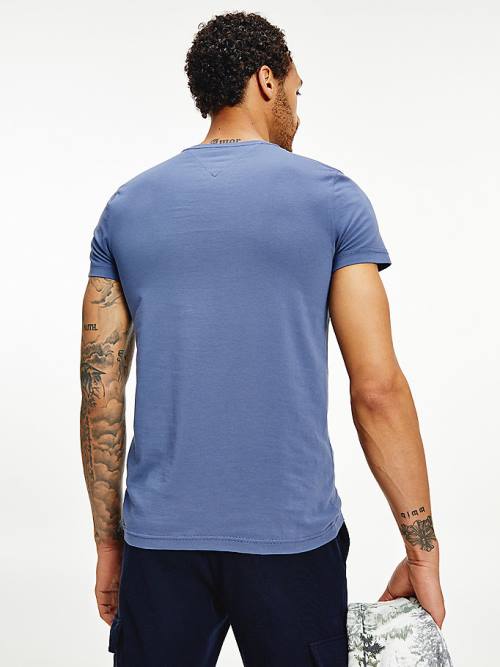 Tommy Hilfiger Stretch Organic Katoenen Slim Fit T-shirts Heren Blauw | TH183LUH