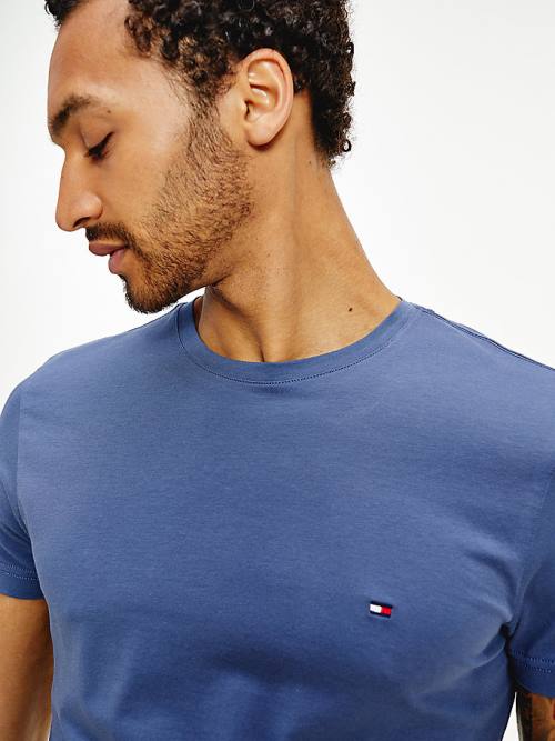 Tommy Hilfiger Stretch Organic Katoenen Slim Fit T-shirts Heren Blauw | TH183LUH