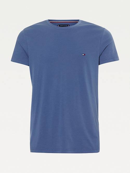 Tommy Hilfiger Stretch Organic Katoenen Slim Fit T-shirts Heren Blauw | TH183LUH