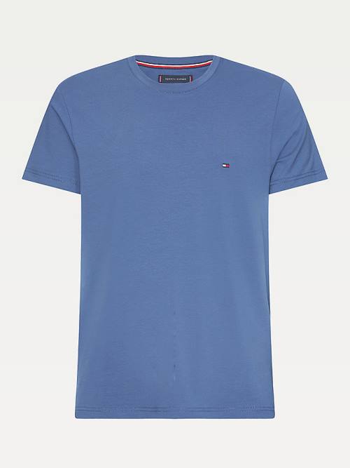 Tommy Hilfiger Stretch Organic Katoenen Slim Fit T-shirts Heren Blauw | TH183LUH