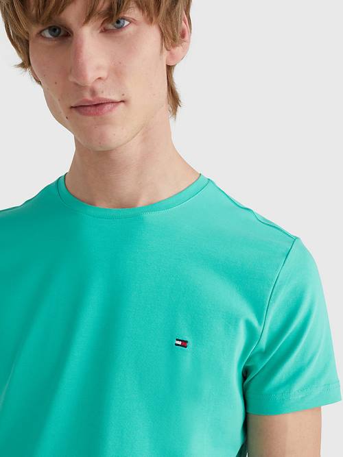 Tommy Hilfiger Stretch Organic Katoenen Slim Fit T-shirts Heren Groen | TH314VDC