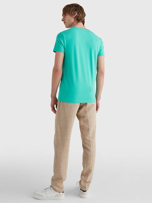 Tommy Hilfiger Stretch Organic Katoenen Slim Fit T-shirts Heren Groen | TH314VDC